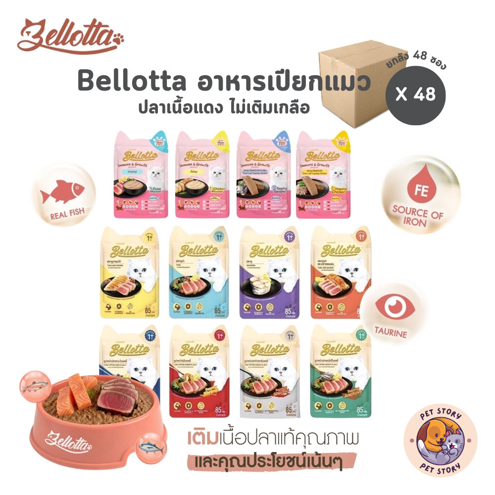 [ยกลัง 48 ซอง] Bellotta อาหารเปียกแมว ไม่เติมเกลือ ไม่มีสารกันเสีย