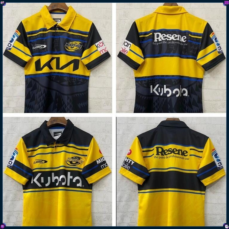 Rugby Jersey 26-27 Hurricane Rugby Jersey เสื้อสเวตเตอร์แขนสั้นผู้ชาย