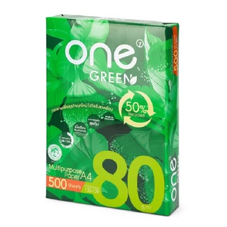 ONE GREEN กระดาษถ่ายเอกสาร 80 แกรม สีขาว ขนาด A4 (แพ็ค 5 รีม)