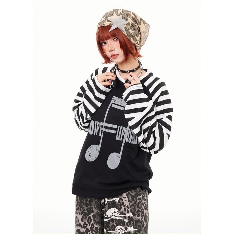SUIKONE ซุยโคเนะ ใหม่เสื้อยืดแขนยาวแบรนด์แฟชั่นอเมริกันสไตล์เอเชียอ่อนสไตล์เป็นกลาง — صورة 2