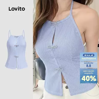 Lovito แคชชวล เสื้อผู้หญิงทรงสวยผูกโบว์ ดีไซน์เก๋ สำหรับฤดูใบไม้ผลิ/ฤดูร้อน LK3ED037