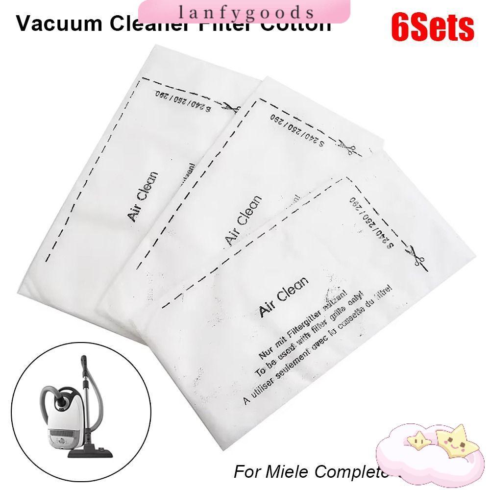LANFYGOODS 6 ชุดผ้าฝ้ายกรองไอเสีย Air Clean เครื่องดูดฝุ่นตัวกรอง, แพ็คอะไหล่สําหรับ Miele Complete 