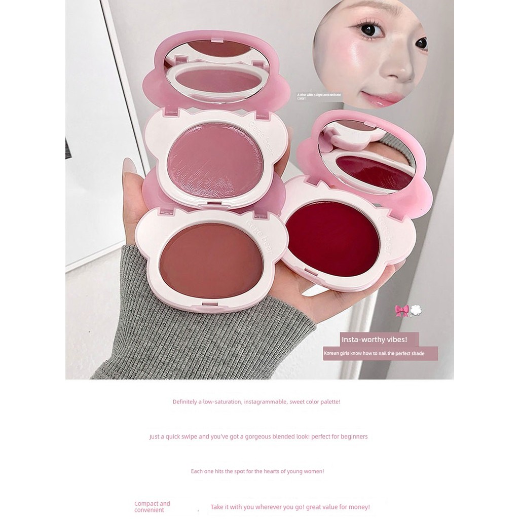 บลัชออน บลัชลากลาส Hydrating Silky Blush Cream Low Saturated Grey Powder Lychee Color Peach Pink Nat