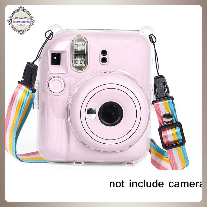 GG 1 PC คริสตัลเงากล้องสําหรับ Instax Mini 12 โปร่งใส Glitter กระเป๋าพร้อมสายคล้องสําหรับ Instax Min
