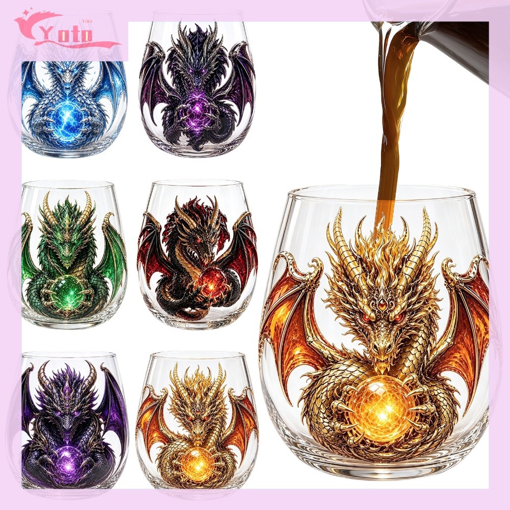 [เดิมเดิมเดิมเดิมพันคอคอคอโกงโกง] Fantasy Themed Glass Cup 3D Dragon Egg-Shaped Borosilicate Goblet 