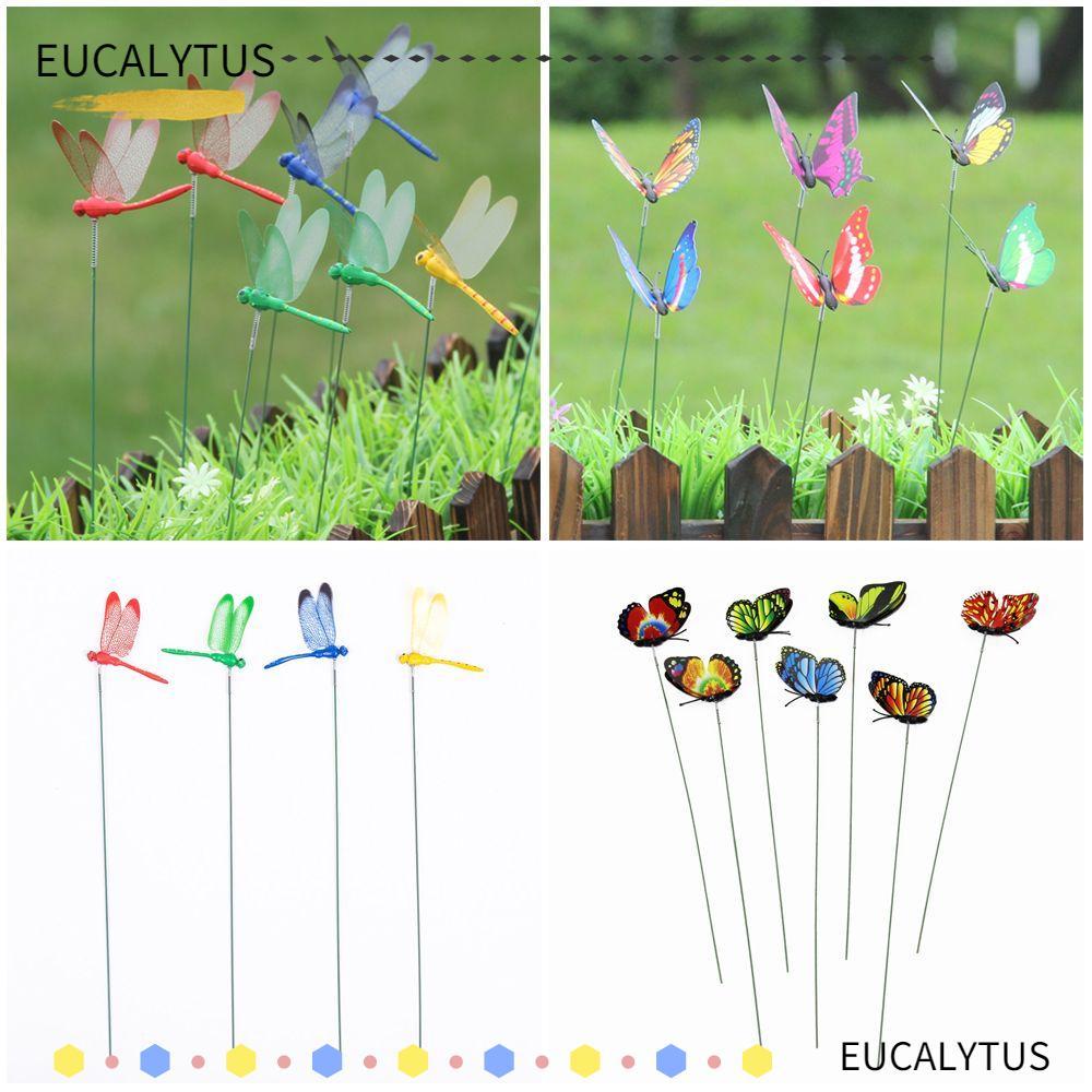 EUCALYTUSTH 5/10PCS จําลองผีเสื้อตกแต่งสวน Yard แท่งบาง