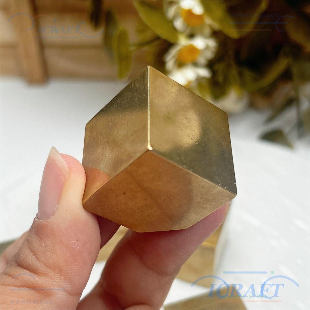 ตัวอย่าง ICRAFT Pyrite Cube,โลหะเรขาคณิตบล็อกทองเหลืองCube Pyriteคริสตัลตัวอย่าง,ทองเหลือง 2.5x2.5 ซ