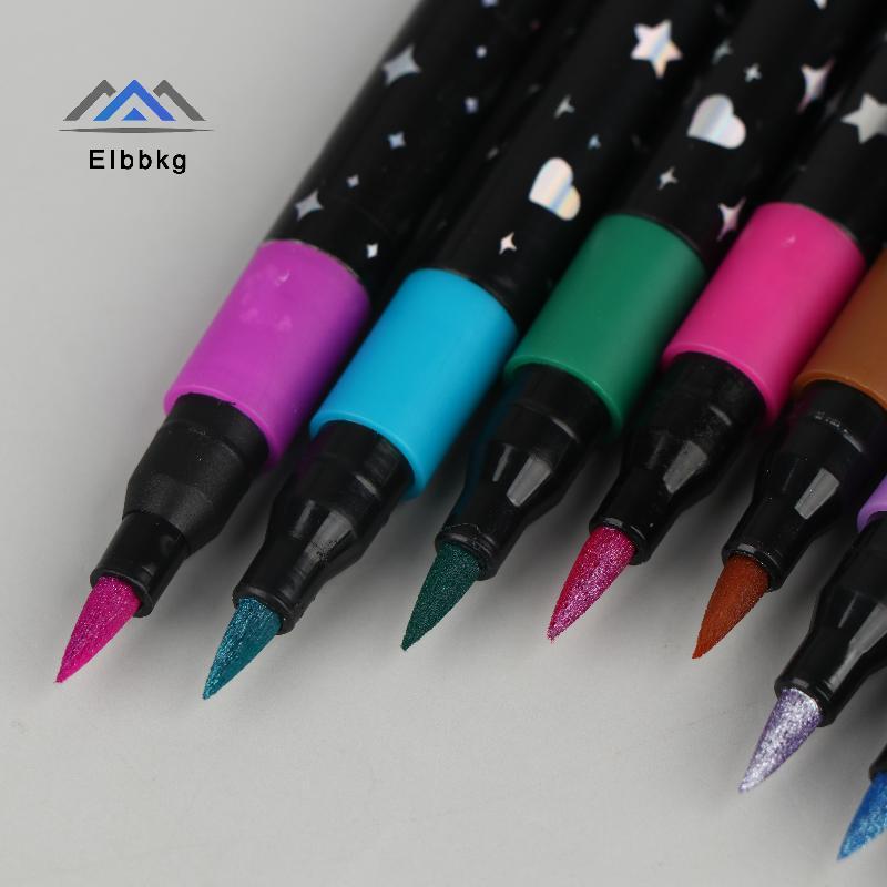 EIbbkg คุณภาพสูง 12/24 สี Glitter Metallic Markers สําหรับ Diverse Art Creations ลดราคา