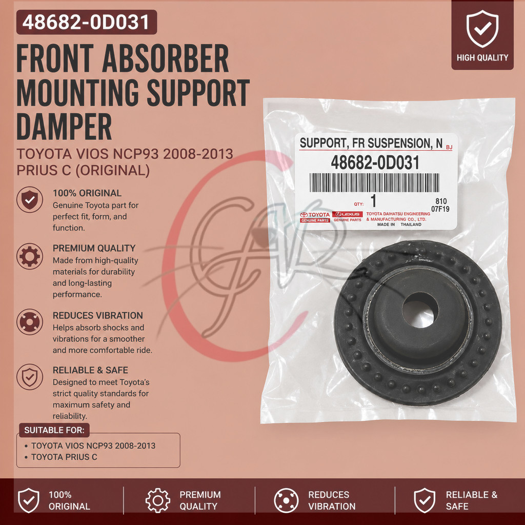 ด้านหน้า ABSORBER MOUNTING SUPPORT DAMPER TOYOTA VIOS NCP93 2008-2013 PRIUS C (48682-0D031) @1PC