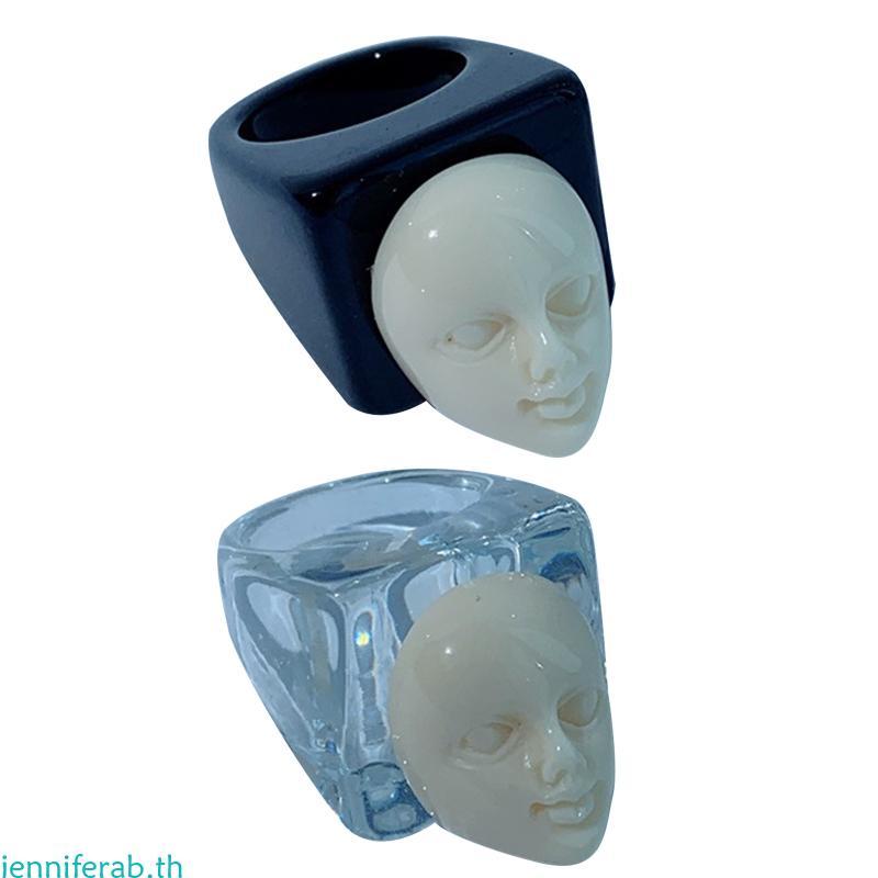 Jenniferab Retro 3D Grimace แหวนเรซิ่น Knuckle-Ring วันเกิดสําหรับแฟน