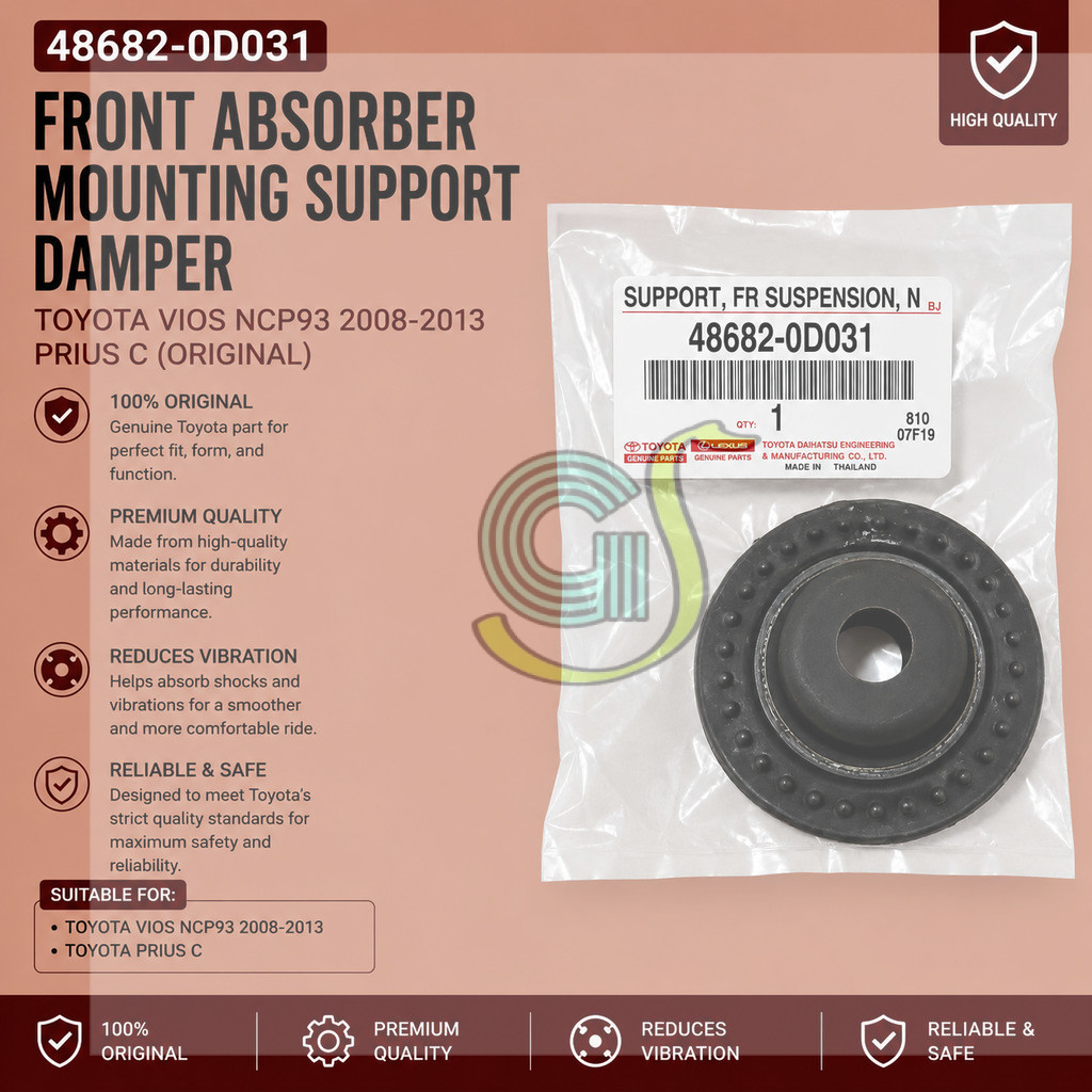 ด้านหน้า ABSORBER MOUNTING SUPPORT DAMPER TOYOTA VIOS NCP93 2008-2013 PRIUS C (48682-0D031) @1PC