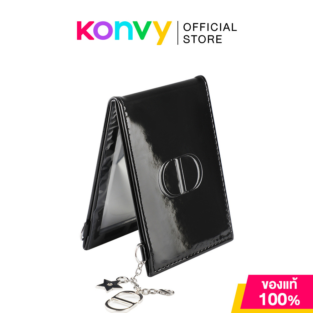 Dior Mirror With Keychain #Black กระจกแต่งหน้าขนาดพกพา ดิออร์ พร้อมพวงกุญแจห้อยกระเป๋าสีดำสุดหรู.