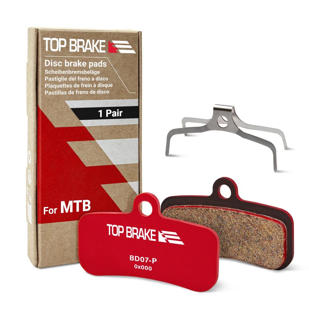 Top Brake Organic Resin Brake Pads for Shimano Saint, Zee, Tektro, and TRP SL Slate - Red