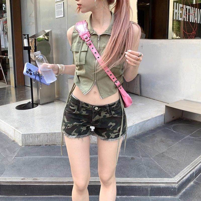 ks1126.th Americanstyle Spice Girl Camouflage Denim Short 08295m4rxNHFu