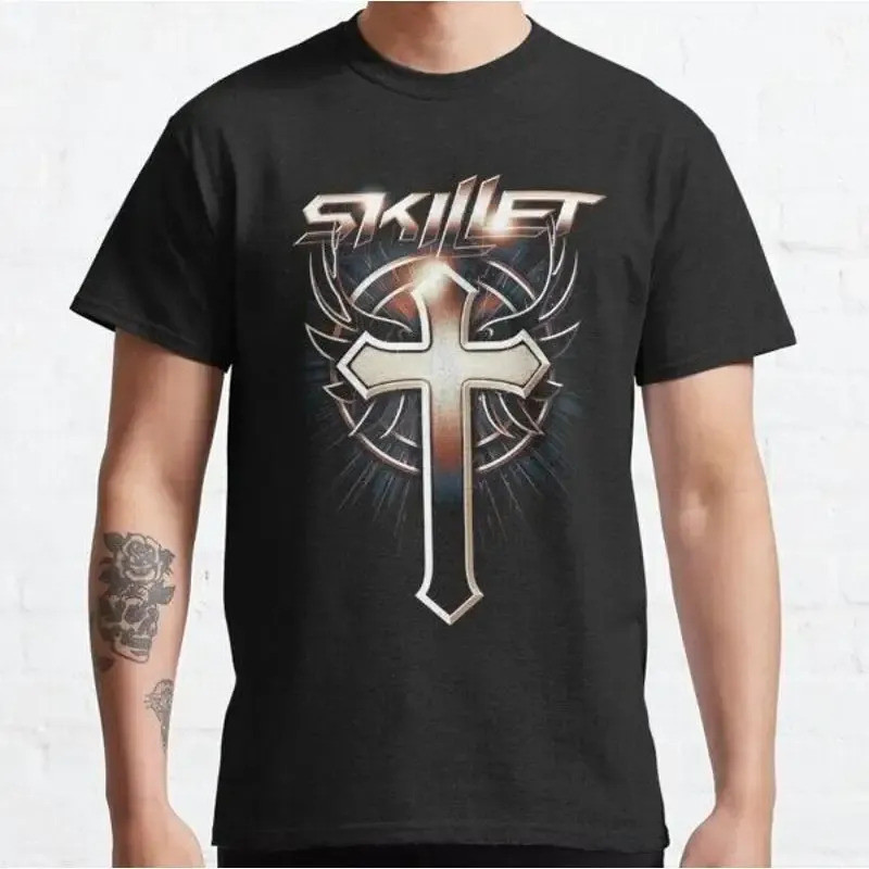 เสื้อยืดผ้าฝ้ายสีดํา Skillet ส่งฟรีสําหรับผู้ชายทั้งหมด