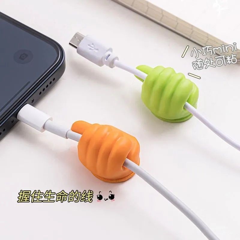 Creative Thumb Cable Organizer Desktop Data Cable Storage Holder Hub Mobile Phone Hook สายชาร์จ Hand