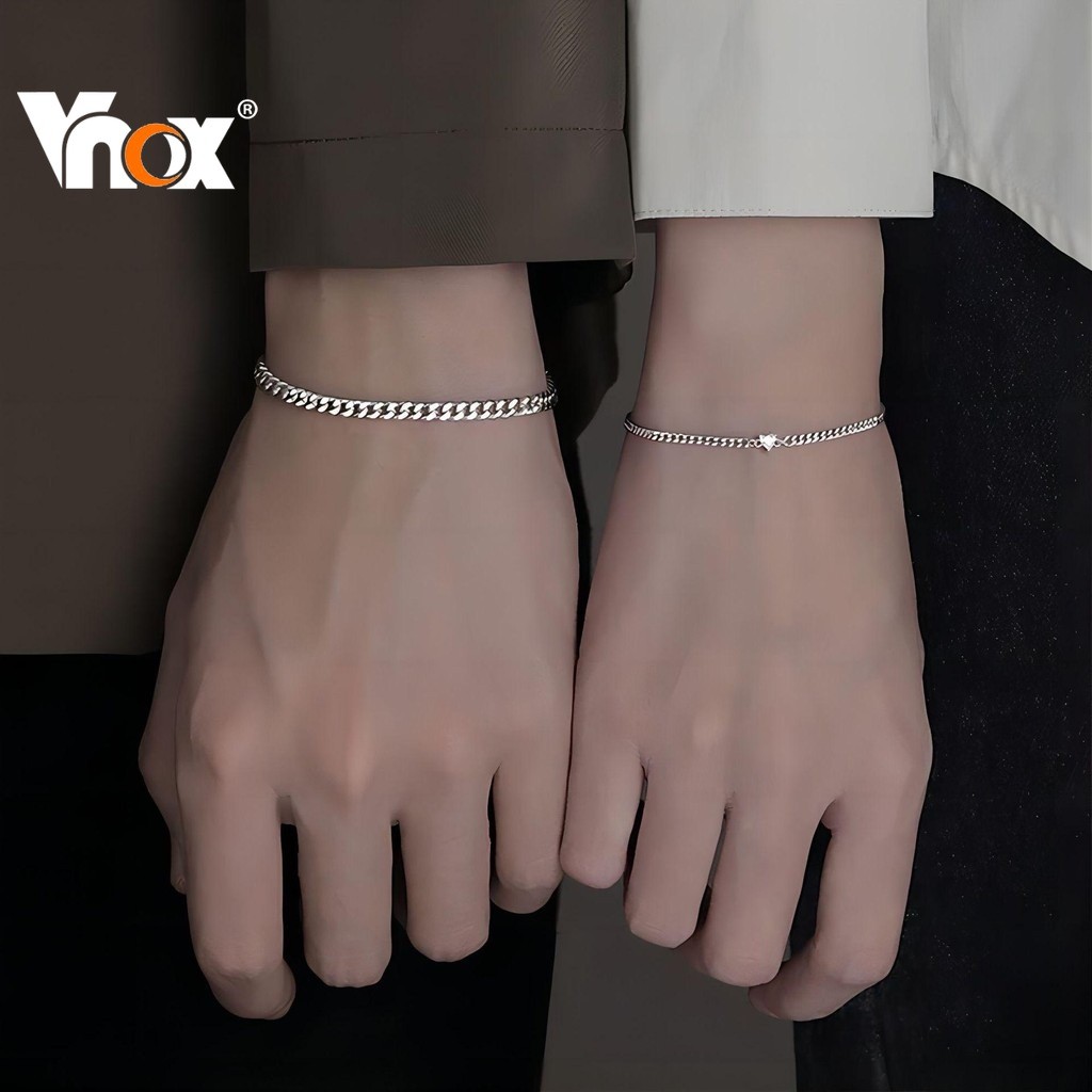 Vnox طقم سوارين بقلب وسلسلة كوبية