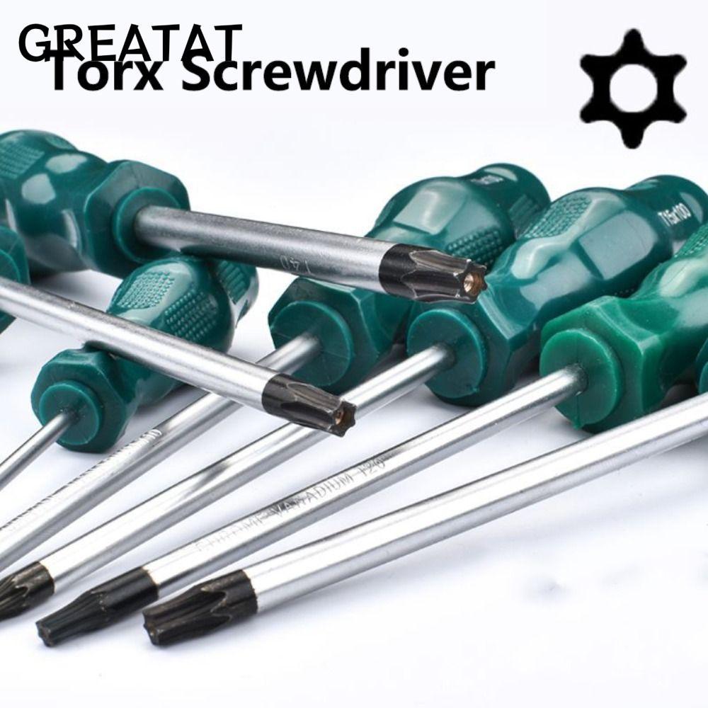 GREAT ไขควง Torx, T15 T20 T25 T30 พร้อมไขควงหกเหลี่ยมรู, เครื่องมือซ่อมรถยนต์ ไขควงอัลเลนยาวพิเศษ
