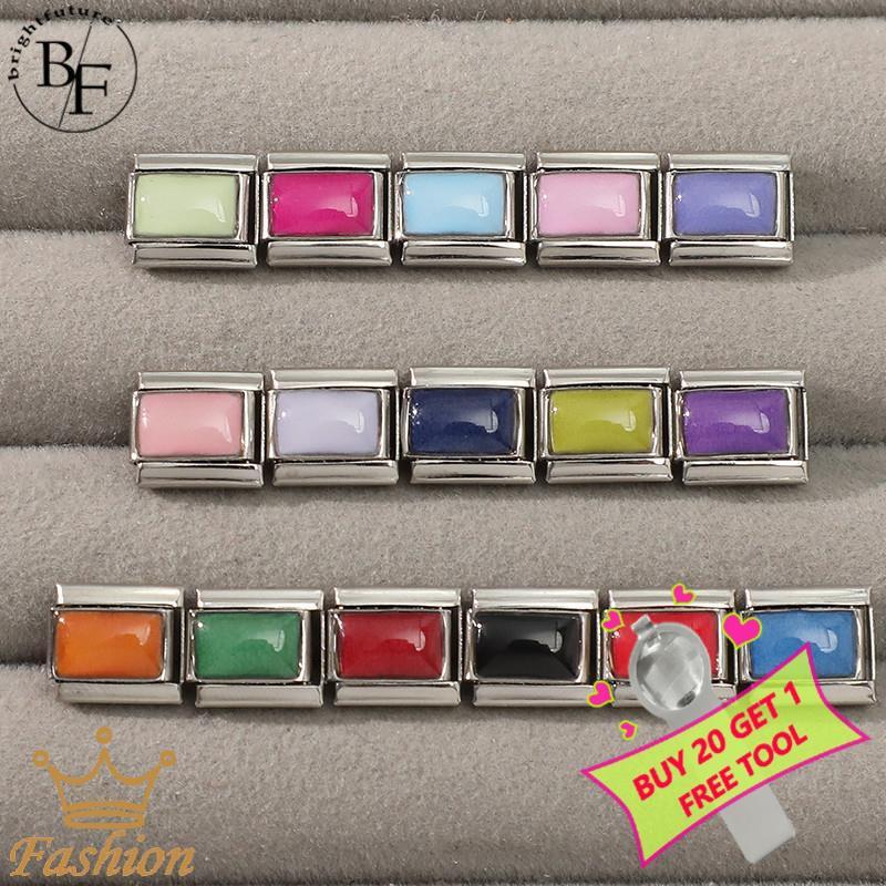 สร้อยข้อมือสแตนเลสพิมพ์อิตาเลี่ยน สีทึบ charm ขนาด 9 มม. สำหรับ DIY เครื่องประดับ retro บุคลิกภาพ