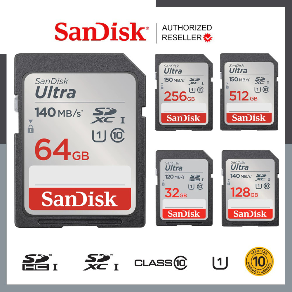 SanDisk Ultra SD Card SDXC UHS-I Memory Card 32GB 64GB 128GB 256GB 512GB C10 U1 Full HD (SDSDUNC_GN6