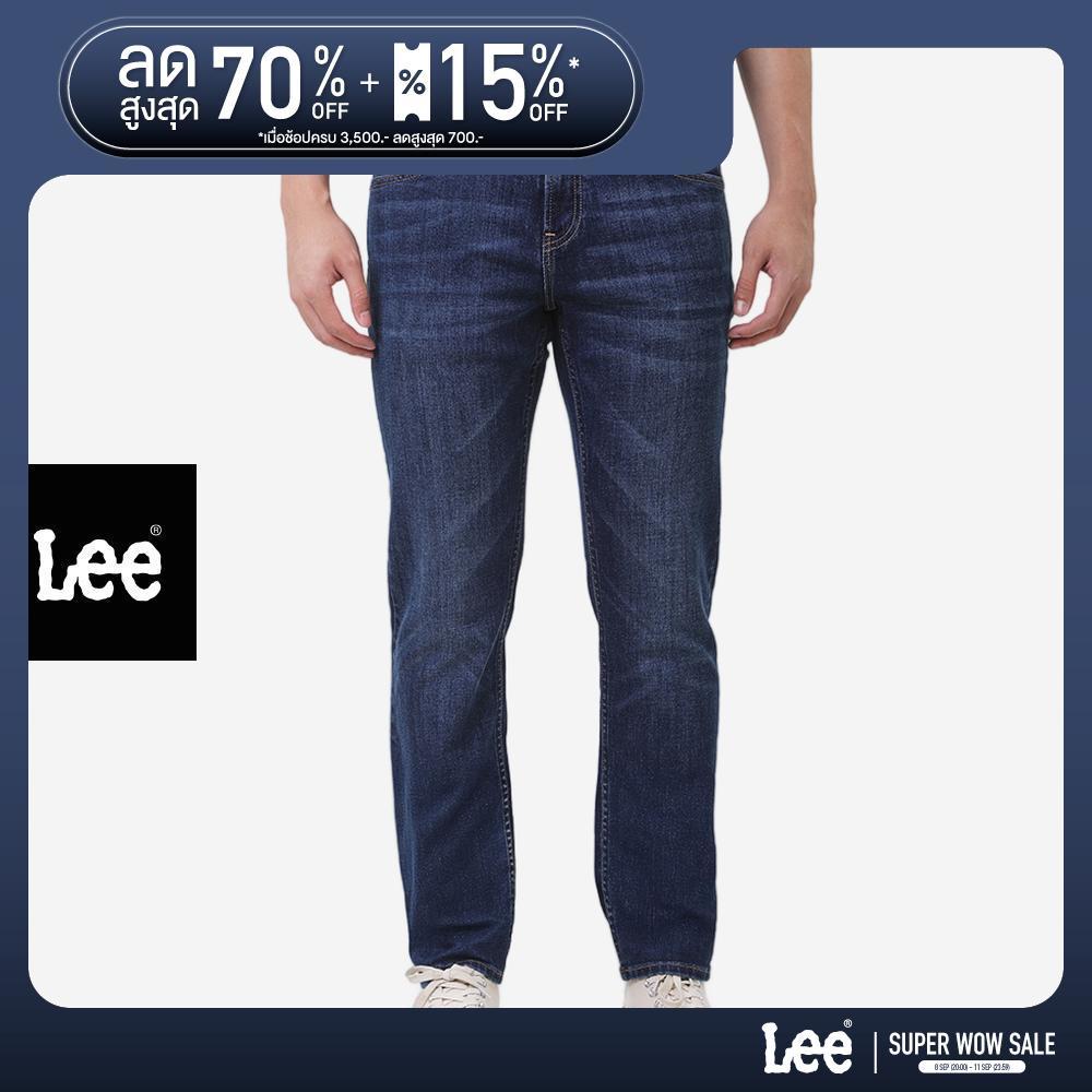 LEE กางเกงยีนส์ผู้ชาย เอวกลาง ทรงเข้ารูป รุ่น LE FC25MZEDC02 สียีนส์กลาง