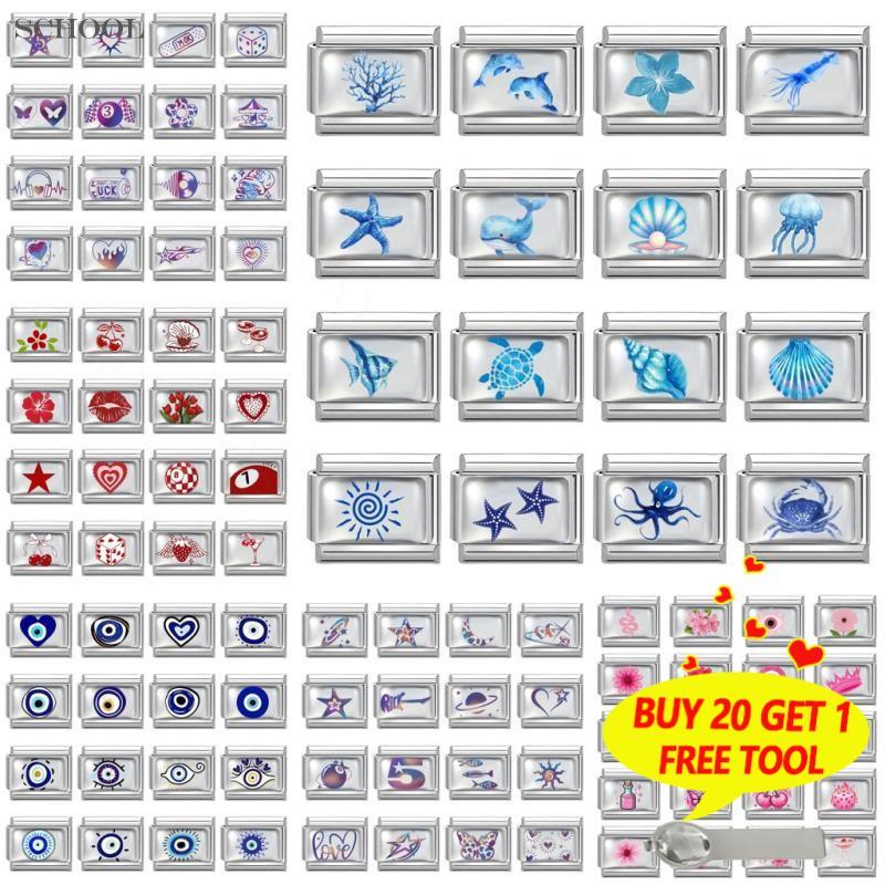 สร้อยข้อมือ.Simple.Italian.Charm.9.mm.สแตนเลส.6.สี.DIY.สำหรับการสร้างสรรค์เครื่องประดับแบบเรโทร
