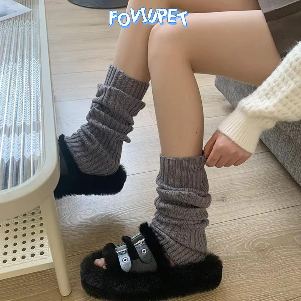 FOVIUPET ต้นขา Tights, 42/52/72 ซม.อุ่นถักเท้า, Casual Lolita สีขาวสีดํากางเกงขายาวฤดูใบไม้ร่วงฤดูหน