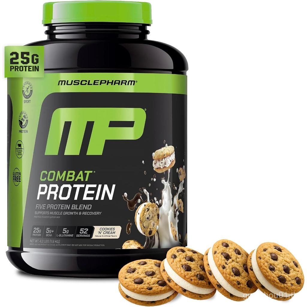 MusclePharm Combat Protein Powder, Cookies N Cream Flaor, Fuels Muscles for Productie Workouts, 5 Pr