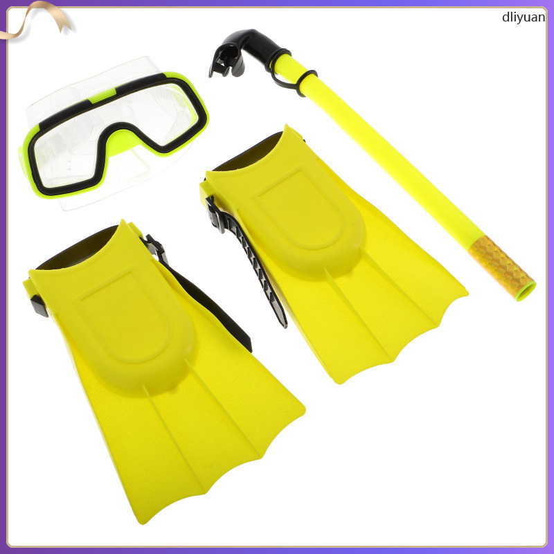 1 ชุดเด็กดําน้ําชุดกันน้ําแห้ง Snorkel Anti-Fog แว่นตาดําน้ําและว่ายน้ํา Fins ชุด Snorkel Flippers ส