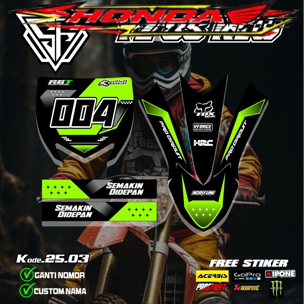 START NUMBER PLATE สติกเกอร์ + บังโคลนหน้า YZ NEW 85 CRF KLX 150 KLX BF KLX GORDON DTRACKER KX YZ KT
