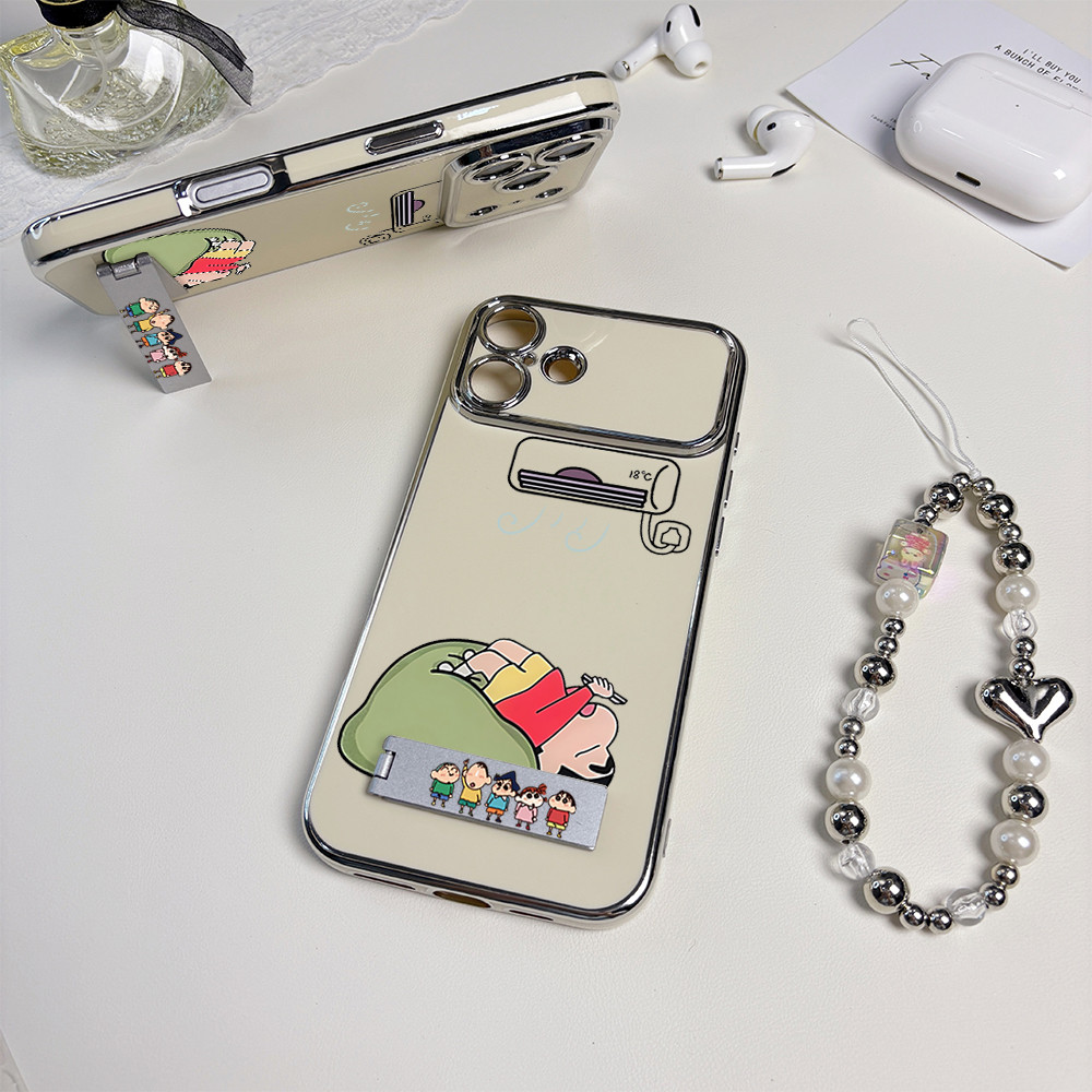 เคส iPhone เครื่องปรับอากาศสุดเท่ Crayon Shinchan เข้ากันได้กับ XR, XSMax, IP15, IP16, IP14, IP17, I