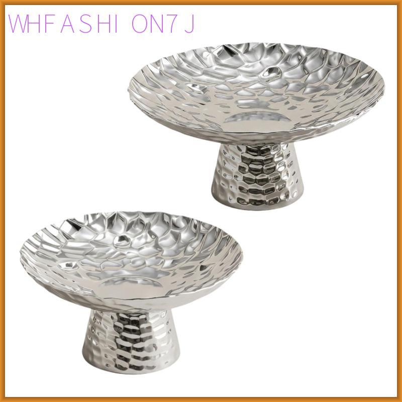 [whfashion7j] ถาดใส่ขนมโลหะสีเงินลายรังผึ้งถาดกลางสร้างสรรค์สําหรับตกแต่งบ้านหรูหรา