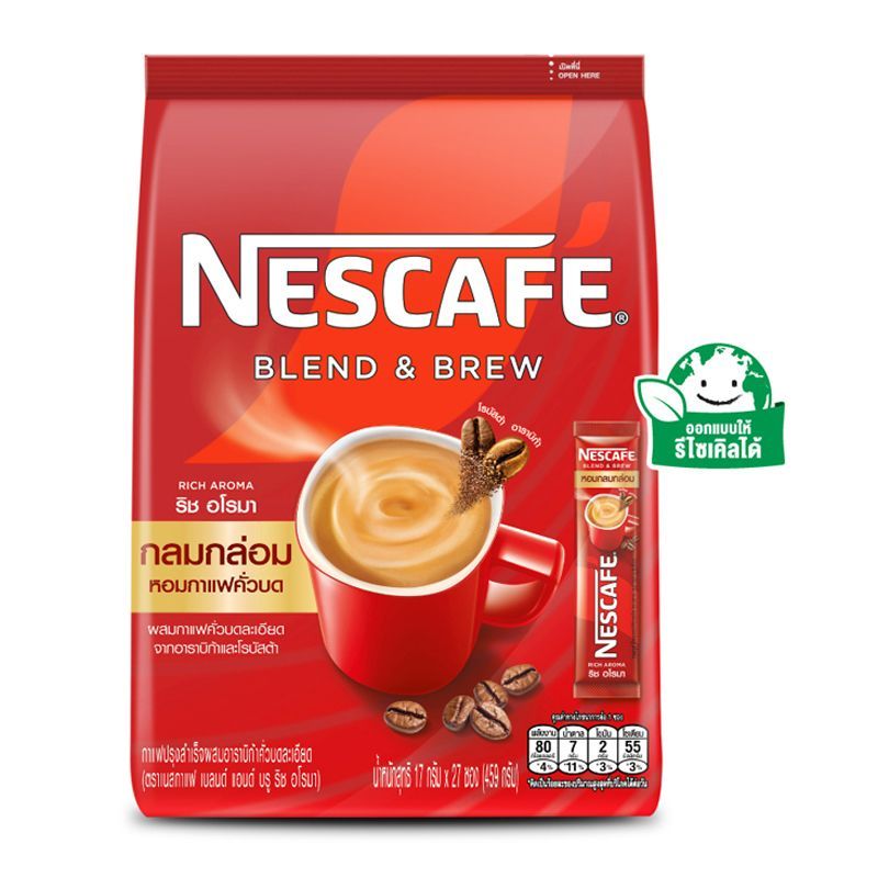 เนสกาแฟเบลนด์แอนด์บรูริชอโรมากาแฟปรุงสำเร็จชนิดผง 16กรัม แพค 27ซอง Nescafe B&B RichAroma 16gX27