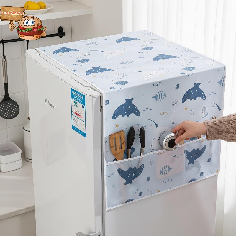 Sun ฝาครอบตู้เย็นป้องกันฝุ่นกันน้ําตู้เย็นฝาครอบด้านข้าง Poets Fit สําหรับ Top Freezer ตู้เย็น shine