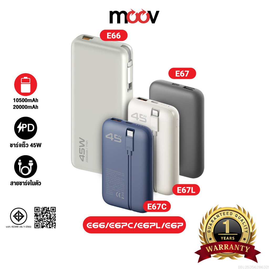 [ส่งไว] Orsen by Eloop E66 E67 แบตสำรอง 10500-20000mAh ชาร์จเร็ว PD 45W USB Type-C L-Cable มีสายในตั