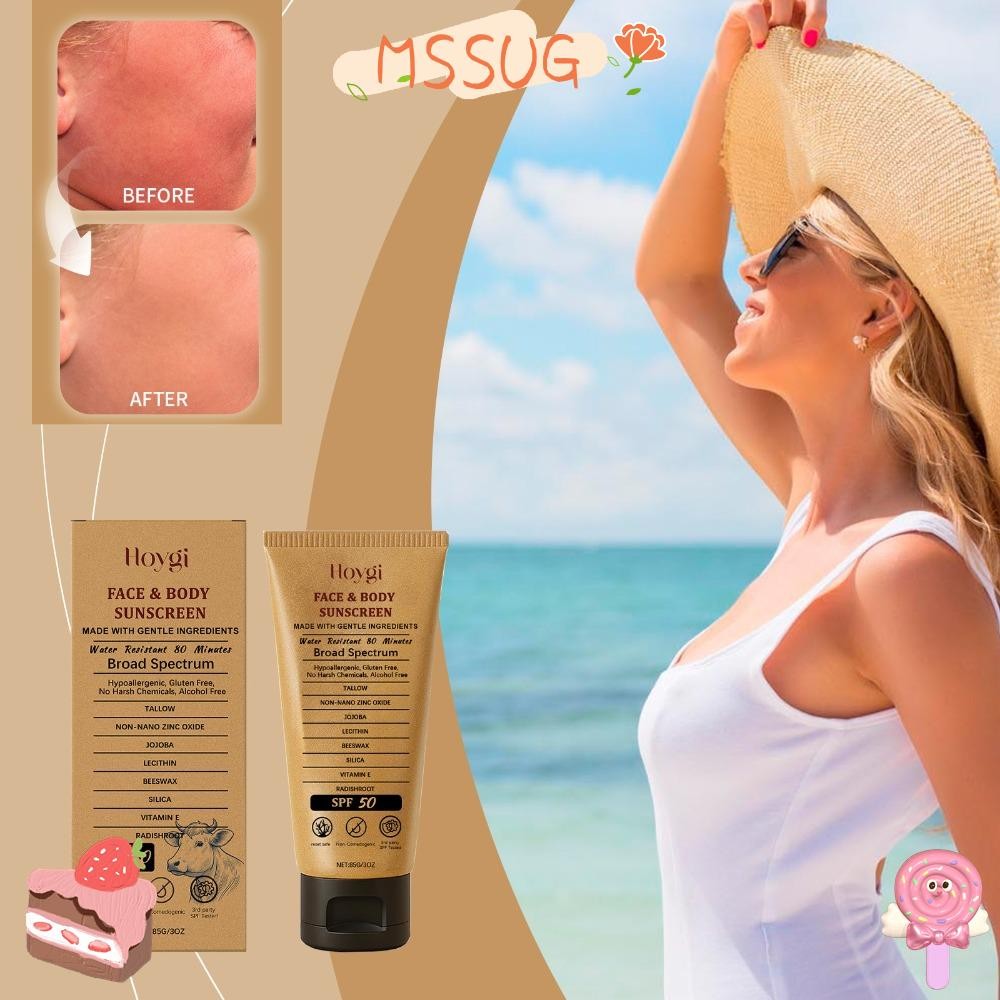 MSSUG Hoygi Sunscreen, Hydrating With Jojoba Oil Zinc Oxide Sunscreen, Outdoor SPF 50 3 Oz Refreshin