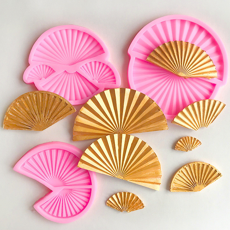 จีนพัดลมซิลิโคนแม่พิมพ์เค้กช็อคโกแลตโล่ตกแต่งงานแต่งงานพับพัดลมออกแบบเค้ก ที บน อุปกรณ์เสริม - รูปที่ 2