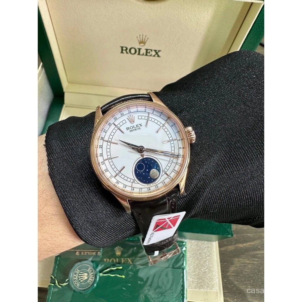 {KZ Factory Rolex Cellini} m50535-0002 Moon Phase Type นาฬิกาข้อมือ 18ct Eternal Rose Gold Series นา