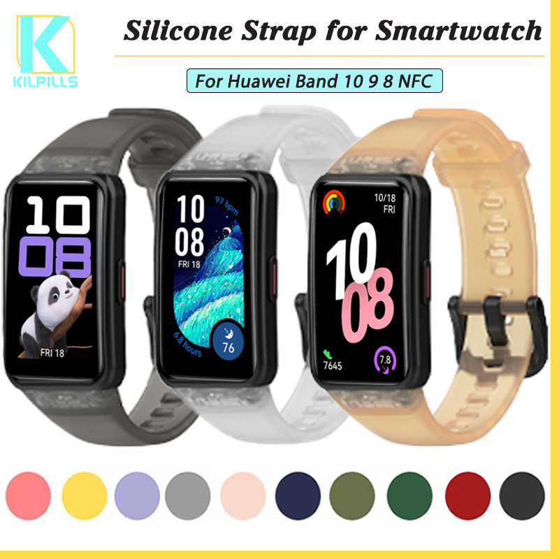 สายซิลิโคนใสสำหรับ for Huawei Band 10 9 8 NFC อุปกรณ์เสริมสายรัดข้อมือทดแทนสำหรับ for Smartwatch Huawei Band 8 9 10