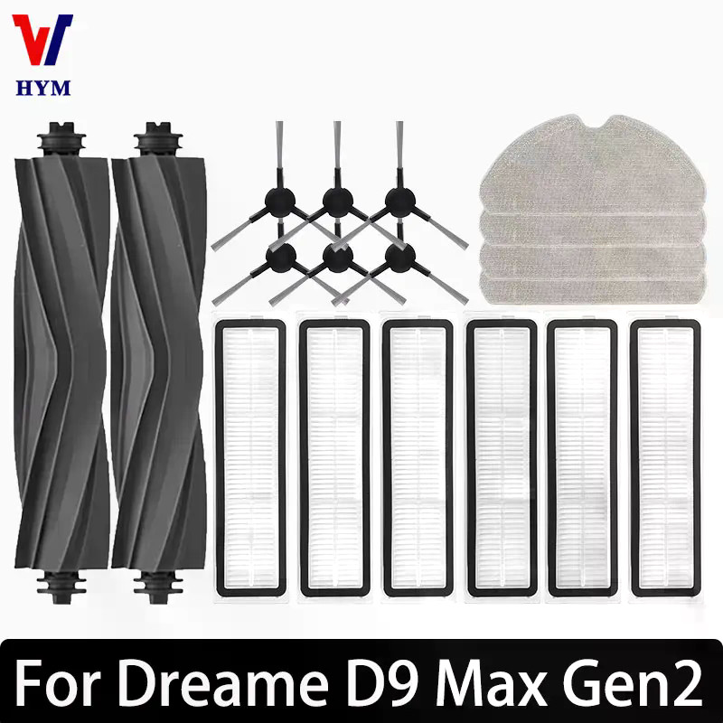 สําหรับ Dreame D9 Max Gen2 หุ่นยนต์เครื่องดูดฝุ่นอุปกรณ์เสริมยางหลักแปรงด้านข้าง Mop ผ้า HEPA ตัวกรอ