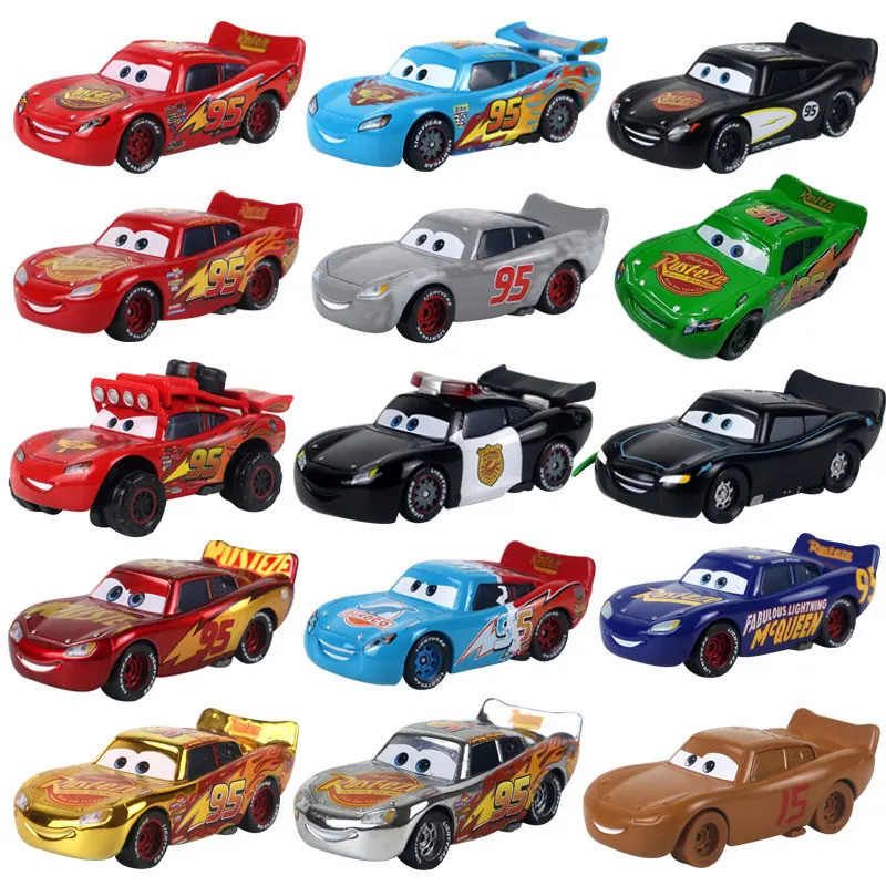 2025 Collection Disney Pixar Cars Lightning Mcqueen 33 ชิ้น Mcqueen Collection 1:55 รถเหล็กโลหะผสม B