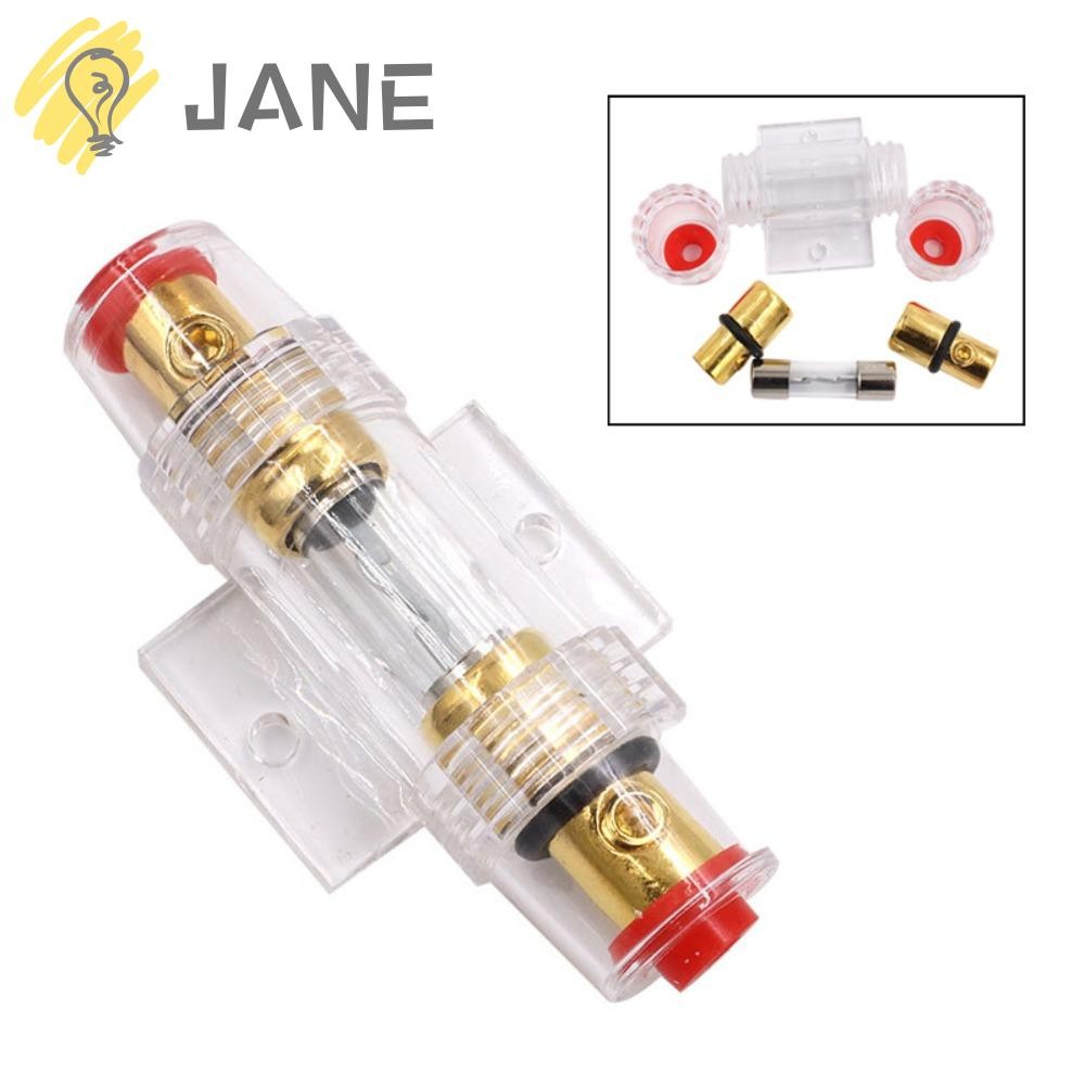 JANE Car Audio Fuse, Inline DC 12V Car Fuse Holder Block, Gold Plated 30-100A AGU Refit Fuse Holder