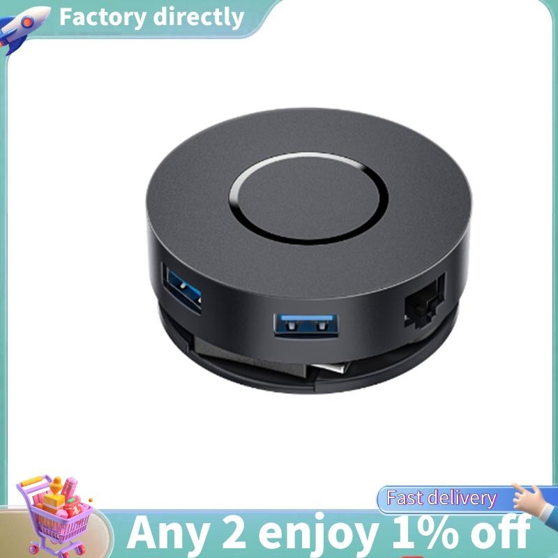 E7-USB C Multiport Docking Station 2 4K -Compitable 100W PD Micro-SD Card Reader USB 3.0 Hub RJ45 สํ