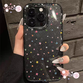 เคสไอโฟน11 สำหรับ IPhone 16 17 air 12 13 11 15 14 Pro Max XR X XS 7 15 14 Plus สีสันสดใสผงกากเพชรดาวน้อยฝาครอบพลาสติกใส