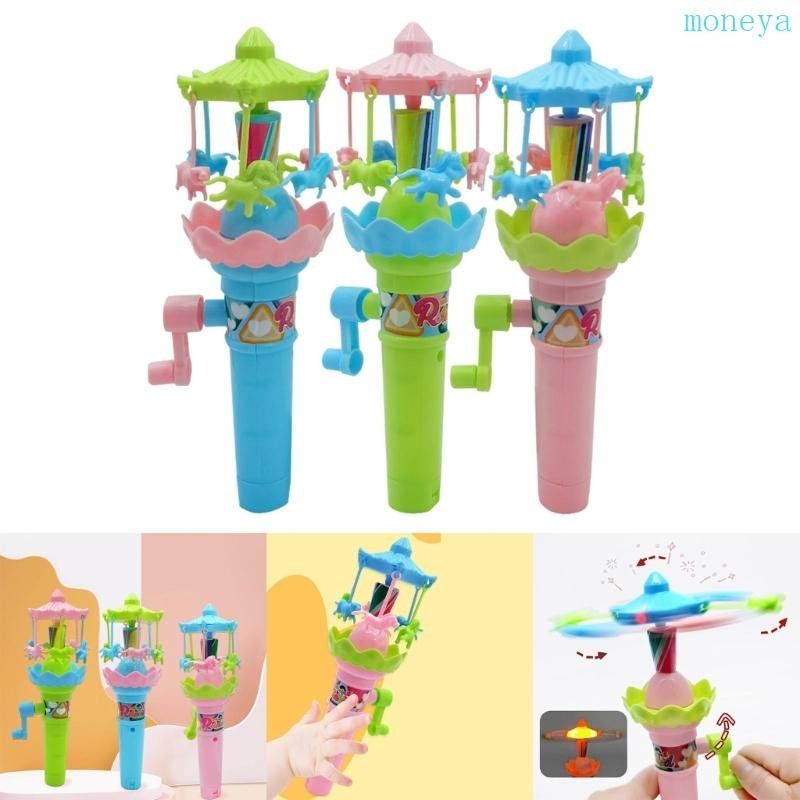 เมีย ของเล่นม้าหมุนหมุนที่น่าตื่นเต้นพร้อมไฟ นํา การดําเนินงานด้วยมือสว่างขึ้น