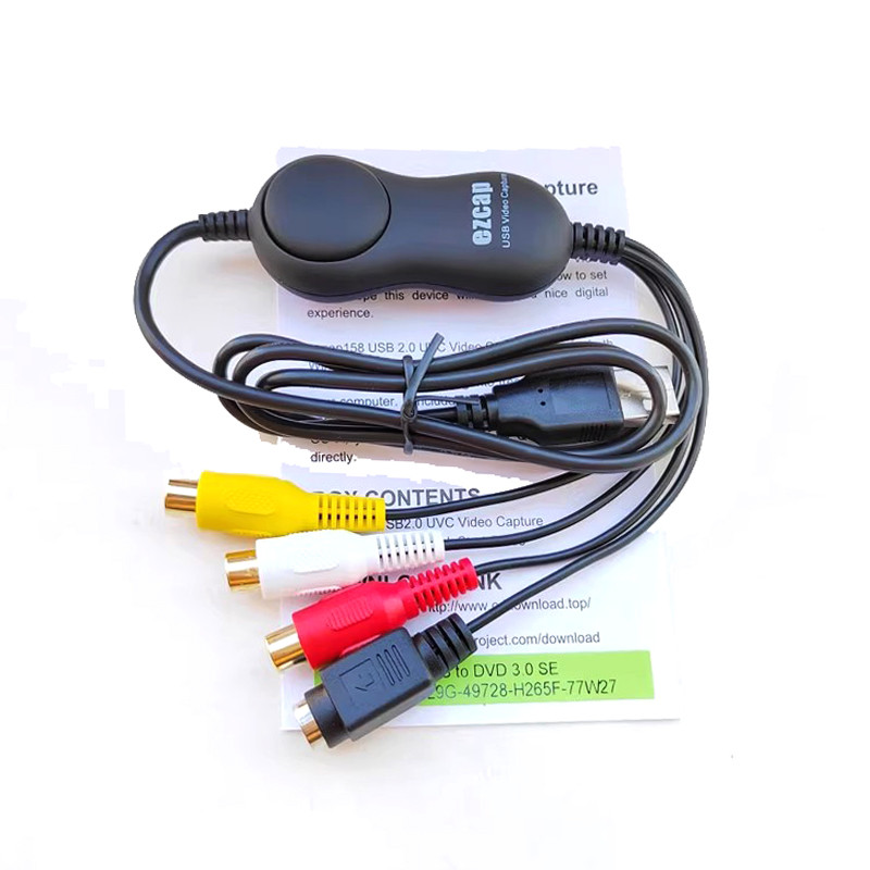 Ezcap USB 2.0 CBVS S-video RCA AV การ์ดจับภาพวิดีโอสําหรับ DVD VHS V8 Hi8 DVR เครื่องเล่นบันทึกวิดีโ