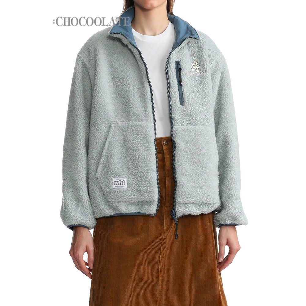 :: CHOCOOLATE เสื้อแจ็คเก็ตสองด้านสําหรับผู้หญิงฤดูใบไม้ร่วงเสื้อแจ็คเก็ตซิปตุ๊กตา 7777XFH