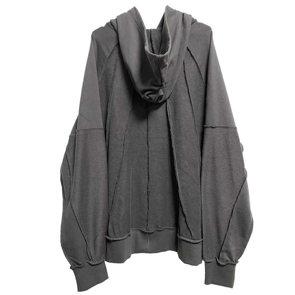 [i4p STUDIO] 21AW Retro Distressed พับออกแบบซิปเสื้อกันหนาวผู้ชายผู้หญิงเสื้อยืดแขนยาวหลวม