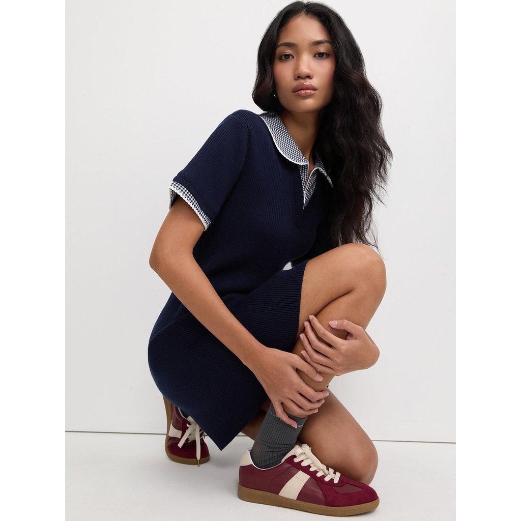 [Pomelo] เดรสคอปกดีไซน์เลเยอร์แต่งซิป / Layered Zip Collar Dress