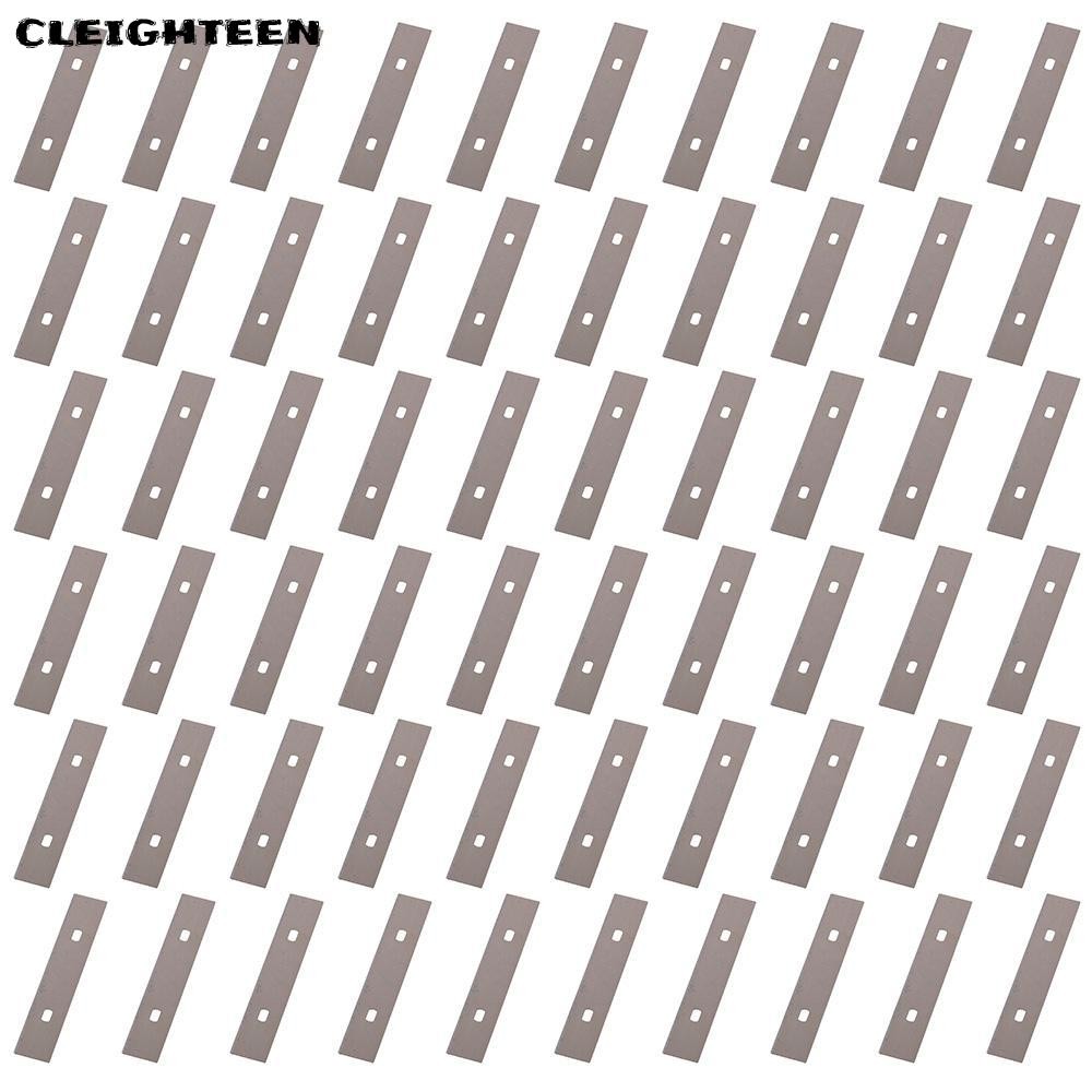 CLEIGHTEEN 60 ชิ้น ใบมีดโกน, สแตนเลส 3.98*0.7 นิ้ว Scraper Blades, Sticky White Blades Scraper เครื่